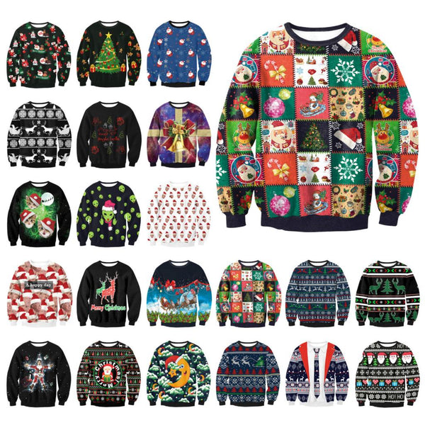 2018 UGLY CHRISTMAS SWEATER Vacation Santa Elf Funny Womens Men Sweaters Gogoboi Unisex Men Women Tops Autumn Winter Clothing